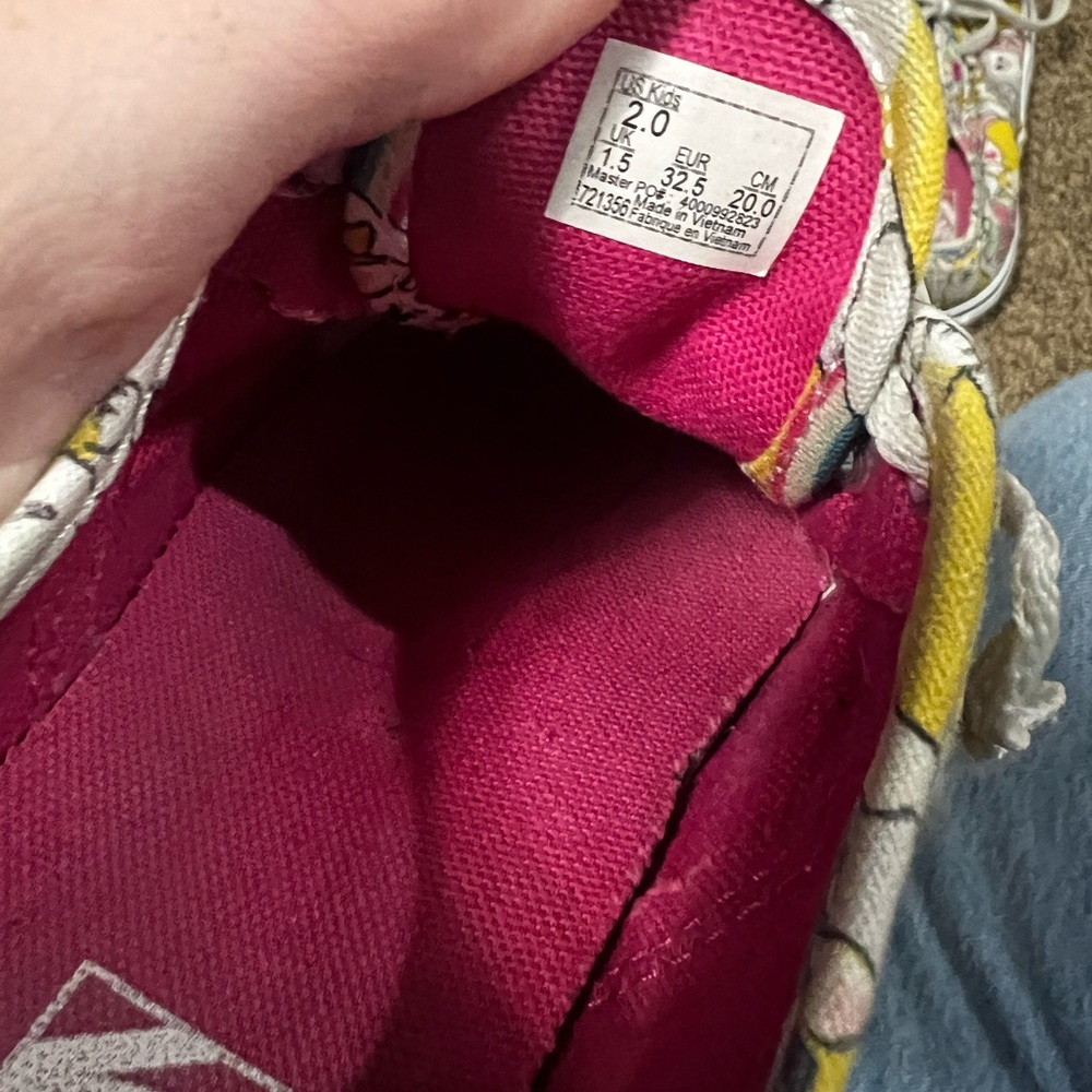 Vans Kids White Sneakers with Pink & Yellow Character Print - Picture 4 of 5